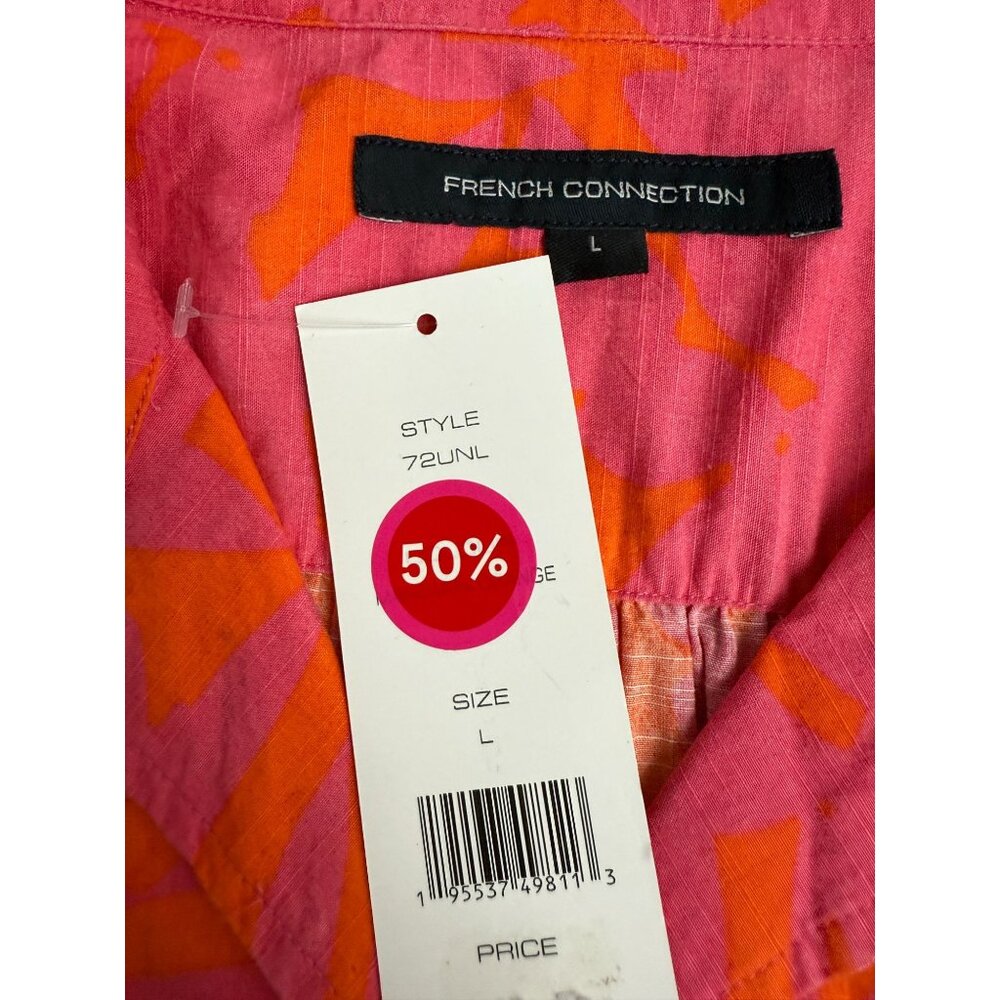French Connection Womens Bia Alania Shirt Mandarin‎ Orange Pink Size L - Picture 6 of 10